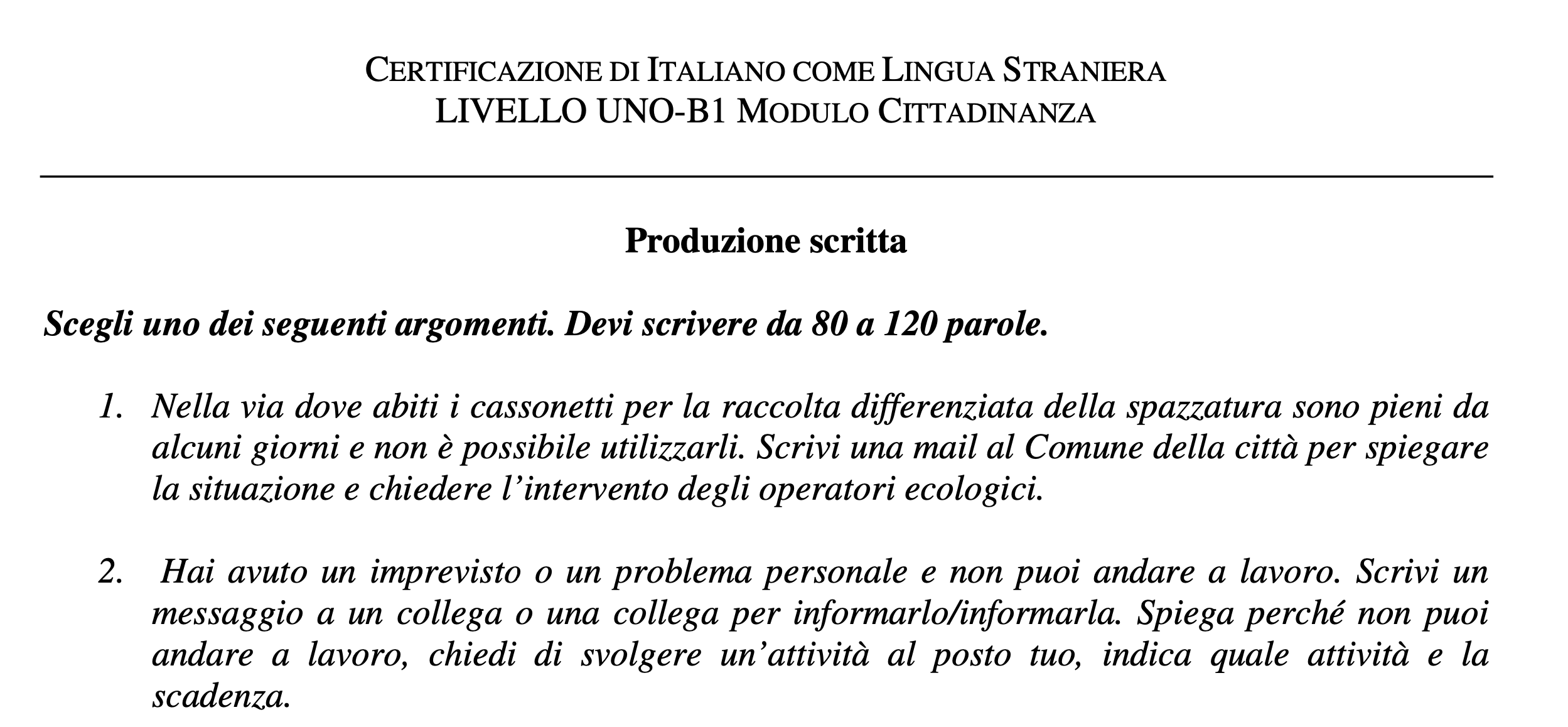 CILS B1 Cittadinanza Exam for Italian Citizenship 