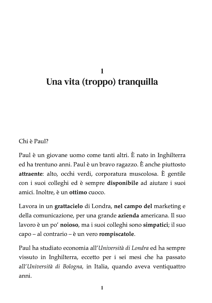 Sample page from Le Avventure di Paul a Roma, an A1–A2 Italian graded reader by Serena Capilli Sample page from Le Avventure di Paul a Roma, an A1–A2 Italian graded reader by Serena Capilli<br />